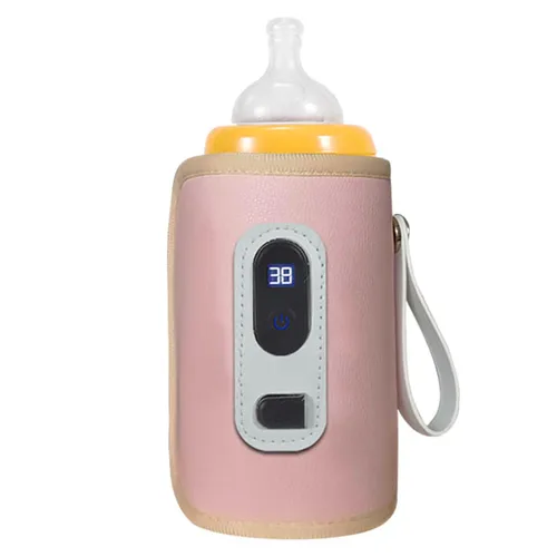 Miniatura 3 de Calentador de biberones USB, portátil, ajustable de 5 velocidades, para leche materna (rosa)
