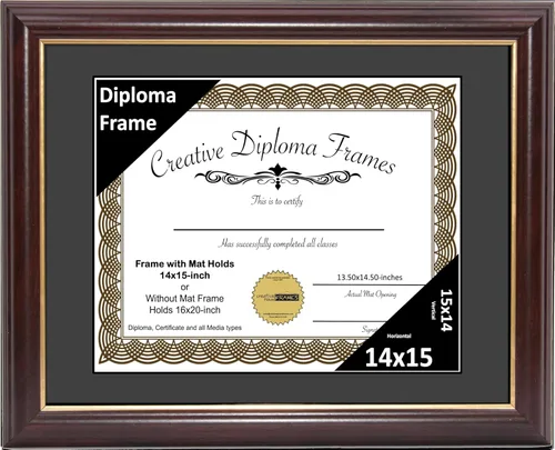 Miniatura 71 de Creative Picture Frames Marco para Diploma de Caoba con Borde Dorado de 12x16 pulgadas con Vidrio y Paspartú Negro y Colgadores de Pared Instalados