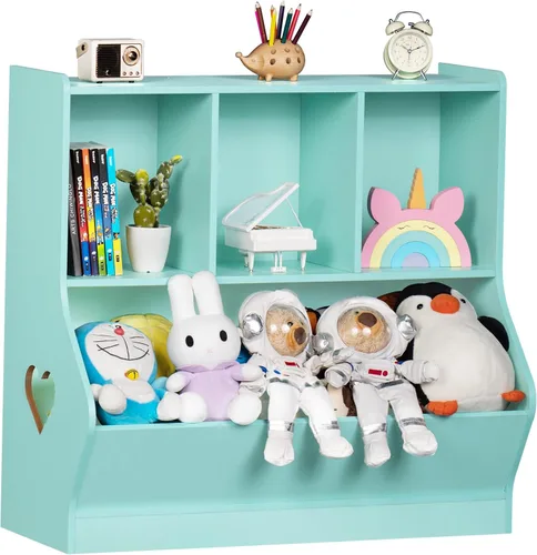 Miniatura 19 de Lerliuo Estantería y organizador de almacenamiento para bebés y niños pequeños, gabinete y librero para niños, estante de madera con 3 Azul