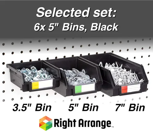 Miniatura 4 de Papeleras de Pegboard – tamaños 3.5", 5", o 7" Negro