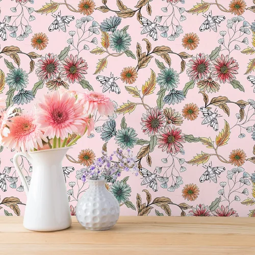 Miniatura 2 de VEELIKE Buzzing Bees Daisy - Papel tapiz floral de margaritas removible para dormitorio, habitación de niñas, guardería, 17.7 x 118 pulgadas, papel