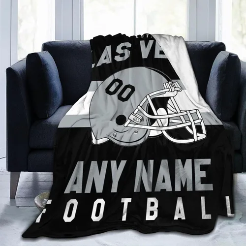 SEAGGS Manta personalizada con diseño de ciudad de fútbol americano, decoración personalizada, manta impresa para añadir cualquier nombre y número,