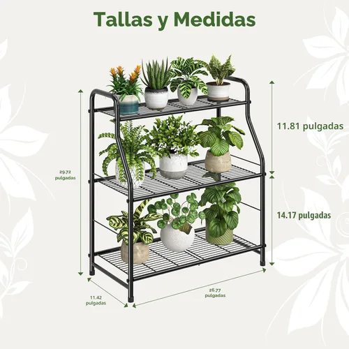 Miniatura 3 de Simple Trending Soporte para plantas de interior y exterior, estante para múltiples macetas de metal, 3 niveles, soporte grande para plantas