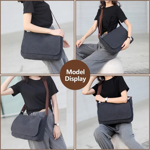 Miniatura 2 de Bolsa de mensajero, bolsa de mensajero de lona, bolsa de hombro, bolsa cruzada, bolsas de mensajero vintage para hombres y mujeres, bolsa de hombro