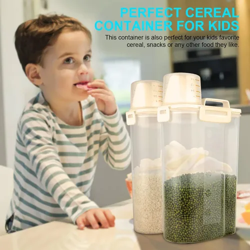 Miniatura 6 de Uppetly Contenedores herméticos de almacenamiento de alimentos secos de arroz, dispensador de plástico sin BPA con boquilla vertible, taza medidora
