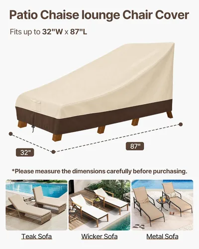 Miniatura 2 de Vailge Funda impermeable para tumbona de patio, 600D resistente al aire libre, fundas para muebles de patio, resistentes a los rayos UV, paquete