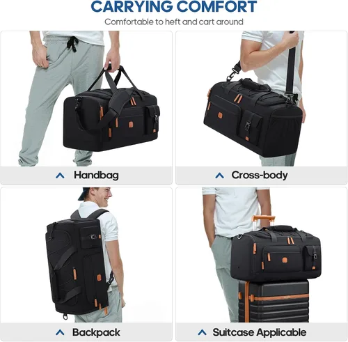 Miniatura 8 de Bolsa de gimnasio para hombres y mujeres con compartimento para zapatos y laptop, bolsa de viaje deportiva 3 en 1, mochila antirrobo para avión
