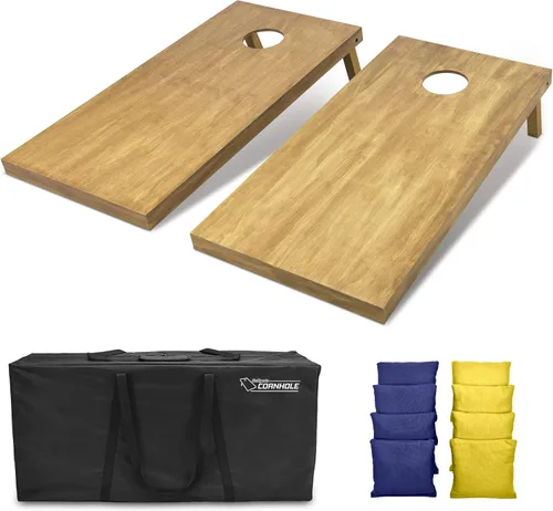Miniatura 12 de GoSports 4 ft x 2 ft Regulation Size Wooden Cornhole Boards Set with Light Brown Finish - Includes Carrying Case and Bean Bags Negro- gris
