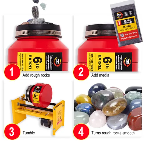 Miniatura 5 de Pulidor de Rocas de Uso Comercial de 6 libras. Capaz de funcionar con 4 tamaños y combinaciones de tambor diferentes. Calidad, durabilidad