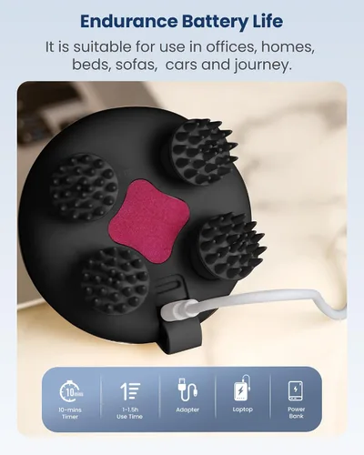 Miniatura 8 de COMFIER Masajeador de Cabeza Inalámbrico Masajeador de Cuero Cabelludo para Crecimiento Capilar con 3 Modos de Amasado, Masaje Capilar Impermeable