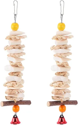 balacoo Juguete de loro, juguete colgante para masticar, bloque de calcio para pájaros, periquitos, cacatúas, piedra molar, entrenamiento de