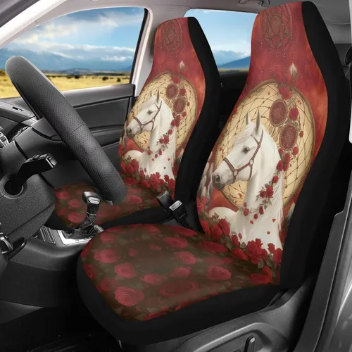 Miniatura 9 de Bulopur Art Horse - Juego de 2 fundas universales para asientos delanteros de automóvil, protectores enteros adecuados para la mayoría