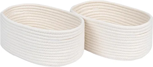 Miniatura 23 de CubesLand Cesta rectangular de organización/almacenamiento, cestas tejidas de cuerda de algodón natural para organizar, cesta pequeña para niños