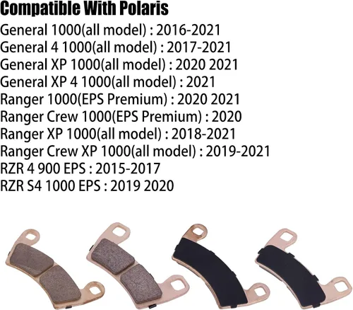 Miniatura 5 de Kit de cambio de pastillas de freno sinterizado para Polaris RZR 4 900, RZR S4 1000, Ranger XP 1000, Ranger Crew 1000 XP, General 1000, General 4