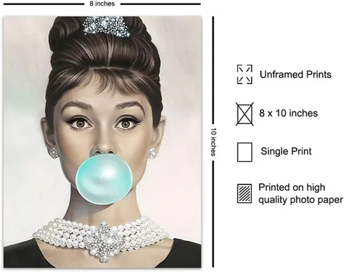 Miniatura 2 de Audrey Hepburn - Arte de pared de Audrey Hepburn azul, Holly Golightly, arte de pared glamoroso, póster de película vintage, regalo para mujeres