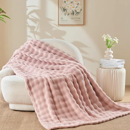 Miniatura 26 de NEWCOSPLAY Manta para Sofá Aqua Súper Suave de Franela Polar 3D Burbuja Ligera Manta de Cama para Uso en Todas las Estaciones (Aqua, Throw(50"x60"))