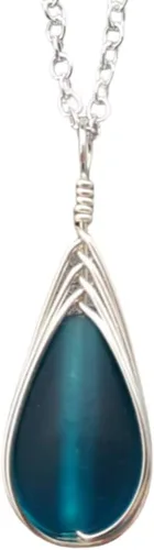 Yinahawaii Collar de cristal de mar hecho a mano, joyería hawaiana para mujer, collar de lágrima trenzada, joyería única de cristal de mar para