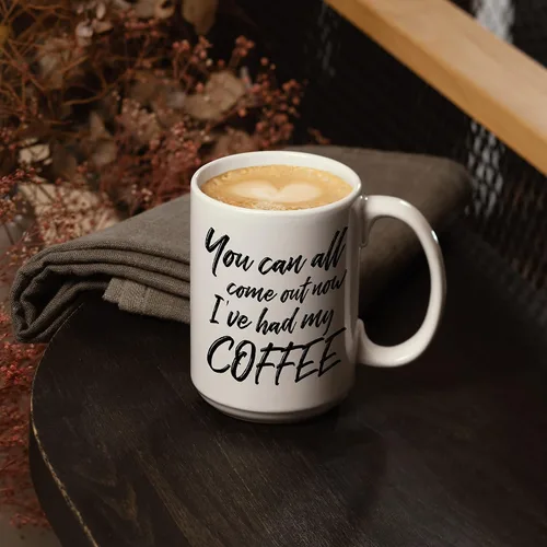 Miniatura 2 de Taza de café divertida con texto en inglés "Come Out Now"; bonita taza de cerámica blanca de 15 onzas con un eslogan genial; gran regalo único