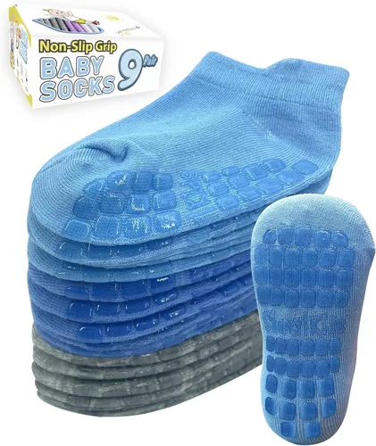 Simply Kids Calcetines tobilleros para bebé con pinzas (9 pares) para niños de 0 meses a 7 años