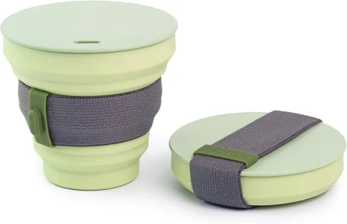 Miniatura 5 de Taza de café plegable HuNu con tapa - Taza de silicona plegable reutilizable y apta para microondas, taza plegable, taza de viaje portátil