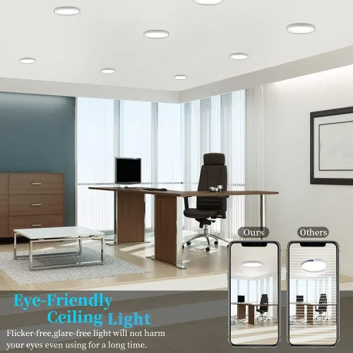 Miniatura 3 de ETL Lámpara de techo LED de 7 pulgadas, montaje empotrado, regulable, luz de techo plana redonda ultra delgada de 5000 K, luz diurna, lámpara de 3