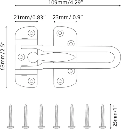 Miniatura 5 de HASWARE Barra de seguridad para el hogar, cerradura de puerta antirrobo de aleación negra para puerta delantera e interior, tope de puerta