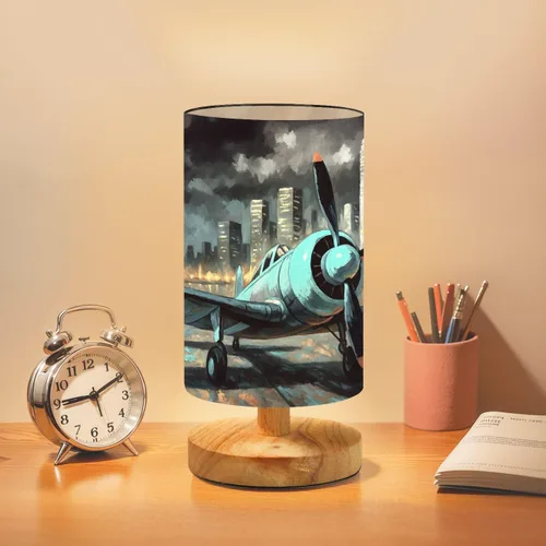 Miniatura 8 de Lámpara de mesa de noche, vibrante tono tierra, estilo africano, acuarela, lienzo regulable con pantalla de tela de lino, base de madera, mesita
