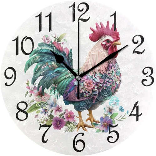Miniatura 10 de Reloj de pared rústico retro con puerta de granero de madera, marrón, azul, funciona con pilas, silencioso, sin tictac, 10 pulgadas, reloj de mesa