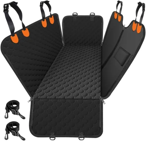 Miniatura 12 de Mancro Funda de asiento de automóvil para perro para asiento trasero, 2026 mejorada 600D, resistente, impermeable y resistente a los arañazos, Negro