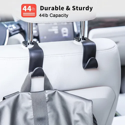 Miniatura 6 de Gancho para reposacabezas de asiento de automóvil, paquete de 4 ganchos para mochila de vehículos, organizador para bolsos, bolsos, ropa, gancho