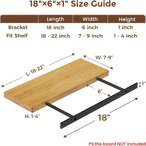 Miniatura 2 de Kit de soporte de estante flotante (no necesita enrutador) con plantilla de guía de taladro - Se adapta a estantes de 1 a 4 pulgadas de grosor
