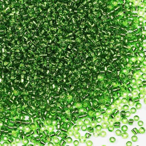 Miniatura 107 de Cuentas de semillas doradas transparentes de 4 mm al por mayor para hacer joyas, 110 gramos, aproximadamente 1600 piezas, cuentas de vidrio 6/0