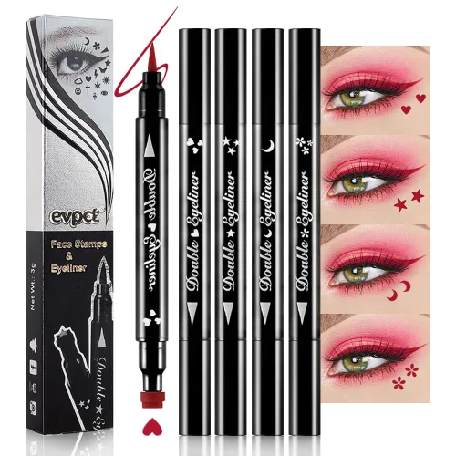 Miniatura 10 de evpct 1 Pieza Sello de Delineadores de Ojos Alados Color Negro, Sellos Faciales de Lunas Negras Maquillaje Delineador de Ojos Juego de Herramientas