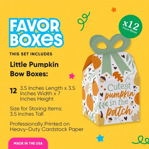 Miniatura 2 de Big Dot of Happiness Little Pumpkin - Cajas de regalo cuadradas para fiesta de cumpleaños o baby shower, juego de 12 Calabaza pequeña