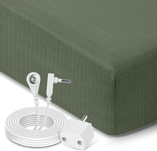 Miniatura 9 de Newise Grounding Sheets, 10% fibra de plata pura y 90% algodón orgánico, sábana bajera conductora para un mejor sueño, tamaño Queen de 60 x 80 x 15