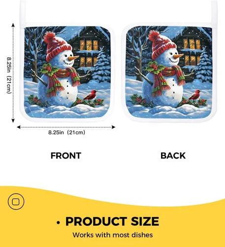 Miniatura 3 de Soportes para ollas de Navidad para cocina, muñeco de nieve de invierno, árbol de Navidad, copo de nieve, bayas, soporte con bucle, aislamiento