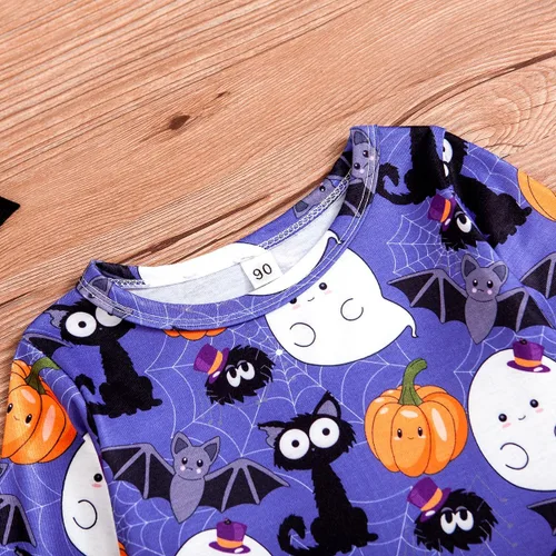 Miniatura 4 de 1-6T - Vestido de manga larga con estampado de calabaza fantasma, ropa de invierno