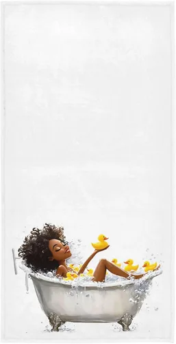Pfrewn Toallas de mano para tina de niña africana, 16 x 30 pulgadas, toalla de baño fina para niñas afroamericanas, ultra suave, altamente