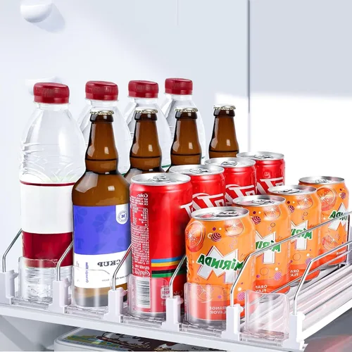 Miniatura 9 de Organizador de bebidas para refrigerador, dispensador organizador de latas de soda para refrigerador con deslizamiento automático de empuje, 3 filas