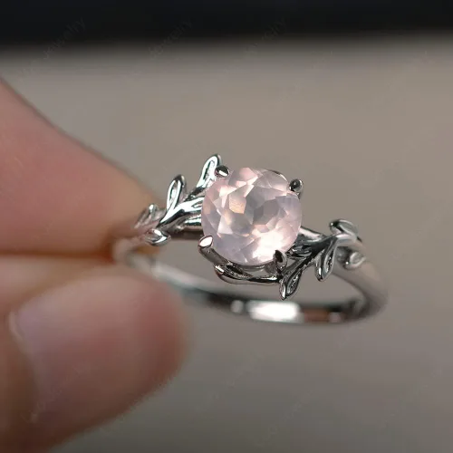 Miniatura 2 de LUO Anillo redondo de plata de ley 925 con piedra preciosa de 0.276 in para mujer