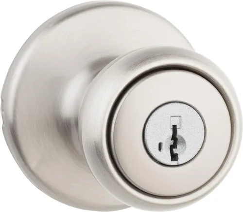 Miniatura 12 de Kwikset Tylo Picaporte de entrada con cerradura y llave, manija con llave segura para exteriores, entrada principal y dormitorio, latón antiguo