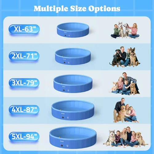 Miniatura 4 de Piscina plegable para perros con aspersor, luz LED RGB, 160 cm, piscina de plástico duro plegable para niños, piscina de chapoteo para perritos