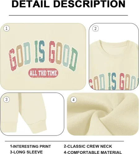 Miniatura 6 de Dios Es Bueno Sudadera Cristiana Sudaderas para Mujeres de Talla Grande Camisas de Jesús Fe Inspiradoras Versículo de la Biblia Pullover