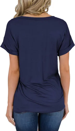 Miniatura 2 de Miholl Camiseta holgada, informal, de manga corta, con cuello en V, para mujer
