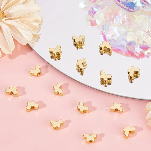 Miniatura 4 de Beebeecraft 1 caja de 50 cuentas sueltas de mariposa de metal para hacer collares, pulseras y joyas