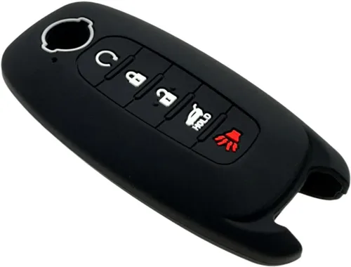 Miniatura 4 de REPROTECTING Funda de goma de silicona para llavero compatible con Nissan Pathfinder Rogue Kicks (5 botones, negro/negro)