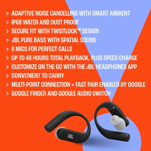 Miniatura 5 de JBL Endurance Peak 4 - Auriculares deportivos inalámbricos con cancelación de ruido, hasta 48 horas de reproducción total, a prueba de agua y polvo