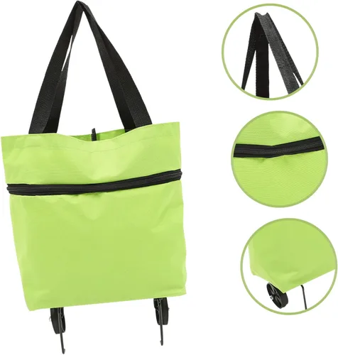 Miniatura 5 de Bolsa de lavandería plegable con ruedas grandes reutilizables para necesidades diarias Versátil Verde
