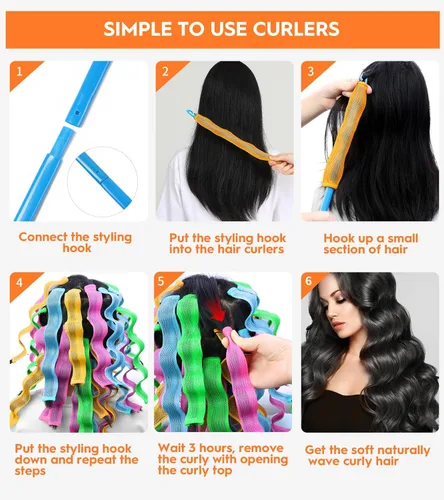 Miniatura 6 de 42 rizadores de pelo con ondas sin calor para cabello corto, rizadores de cabello sin daños por calor para ondas y rizos naturales de larga 9.9