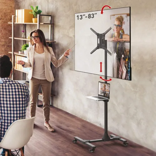 Miniatura 9 de Barkan Soporte de suelo de TV de 13 a 65 pulgadas, soporte de ajuste de altura y inclinación para hasta 80 libras, acabado brillante, base